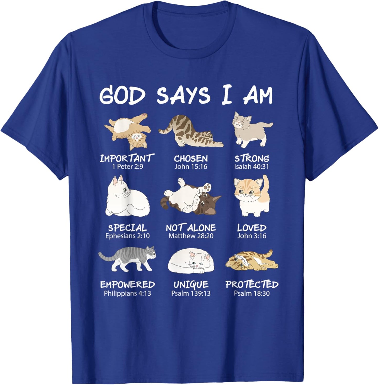 Funny Cat Girls Teens Kids God Says I Am Christian Cat Lover T-Shirt - T-Shirt | Royal