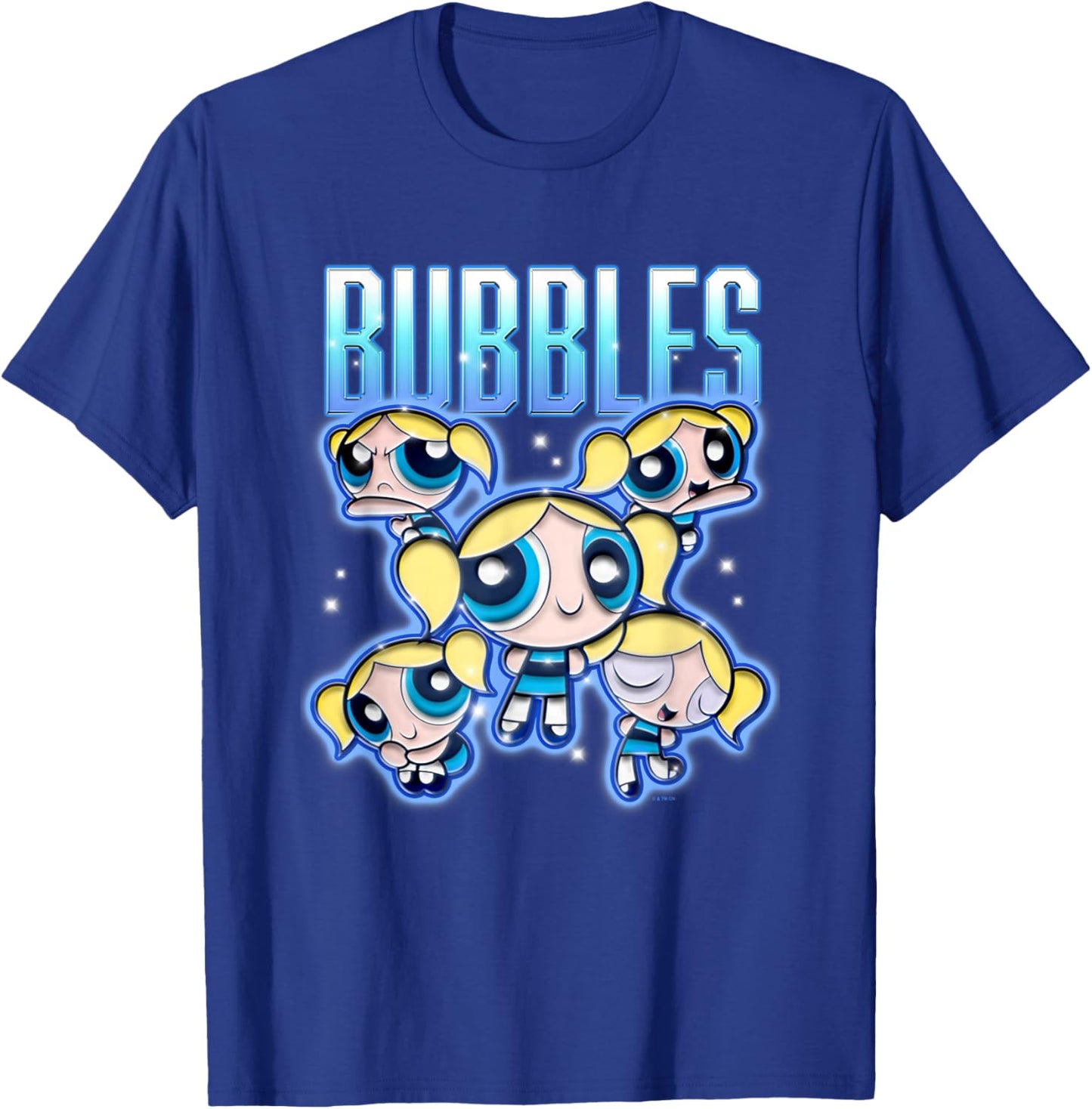 The Powerpuff Girls Bubbles Chrome Multi Pose T-Shirt - T-Shirt | Royal