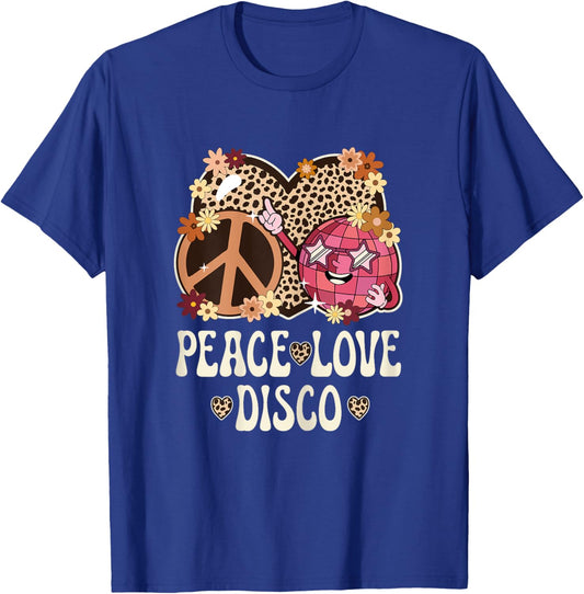 Peace Love Disco Outfit Cheetah Print Women Girls 70s Disco T-Shirt - T-Shirt | Royal
