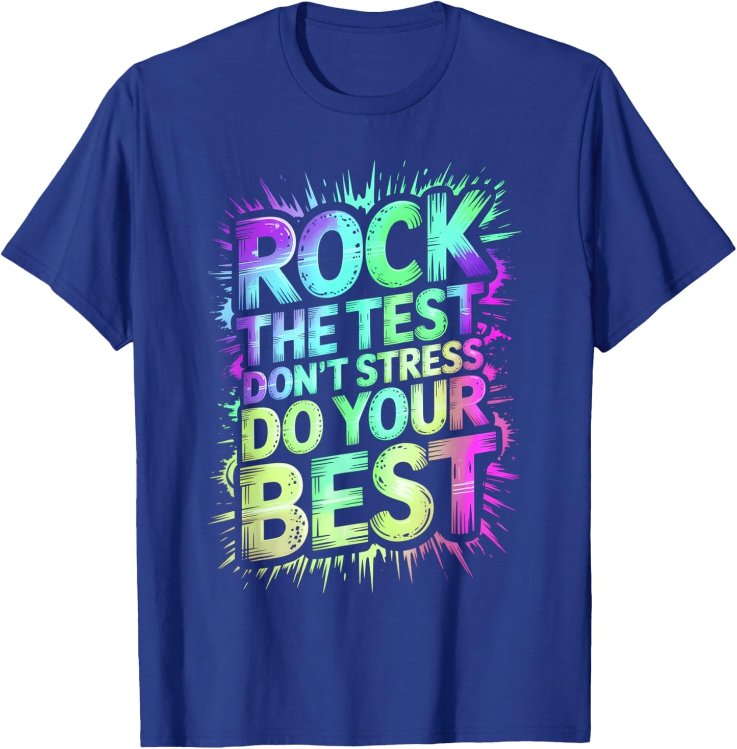 Cool Rock THE Test DO Your Best Teacher ELA Crew Science T-Shirt - T-Shirt | Royal