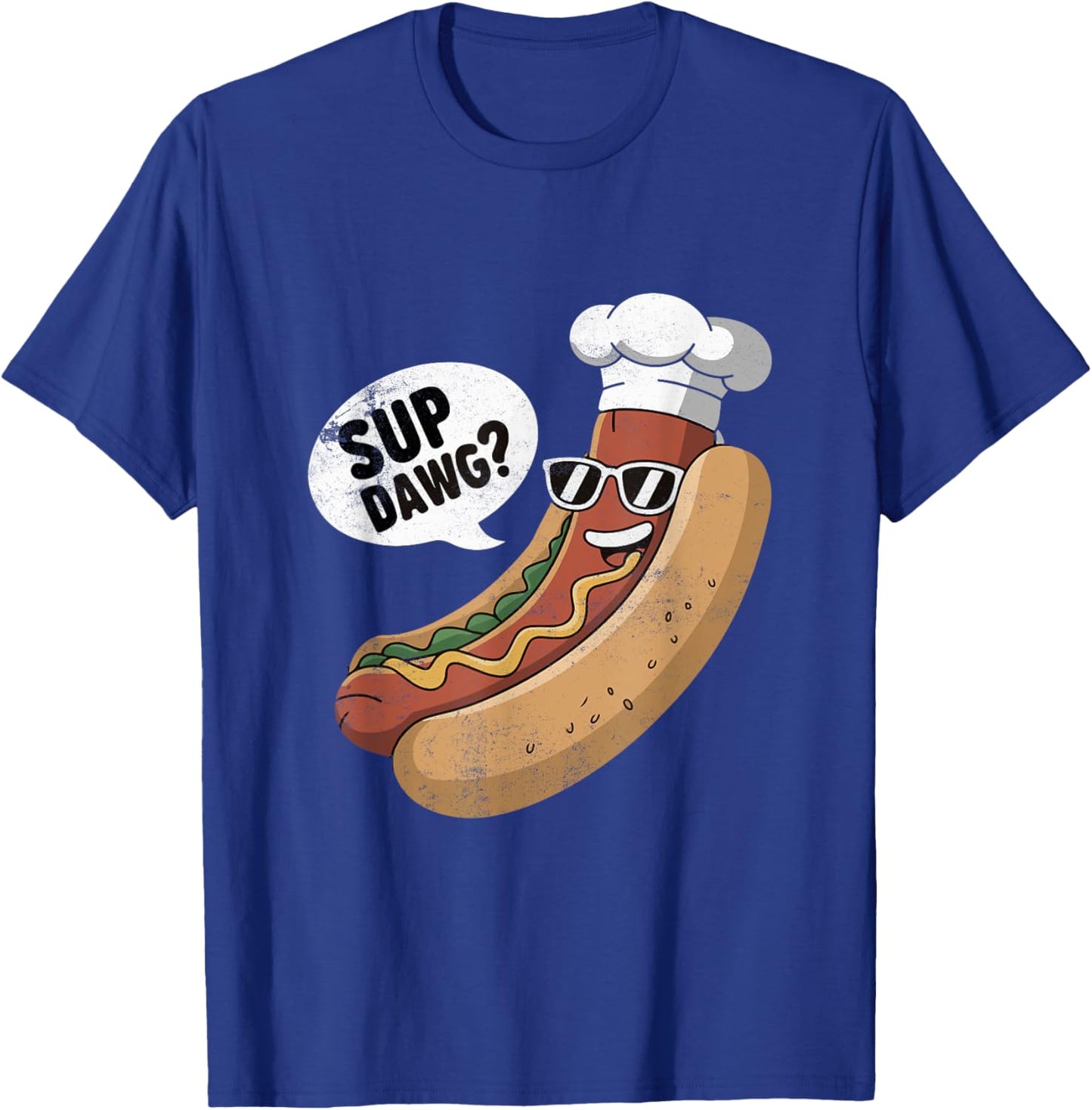 Sup Dawg Funny Hotdog Vintage Graphic T-Shirt - T-Shirt | Royal