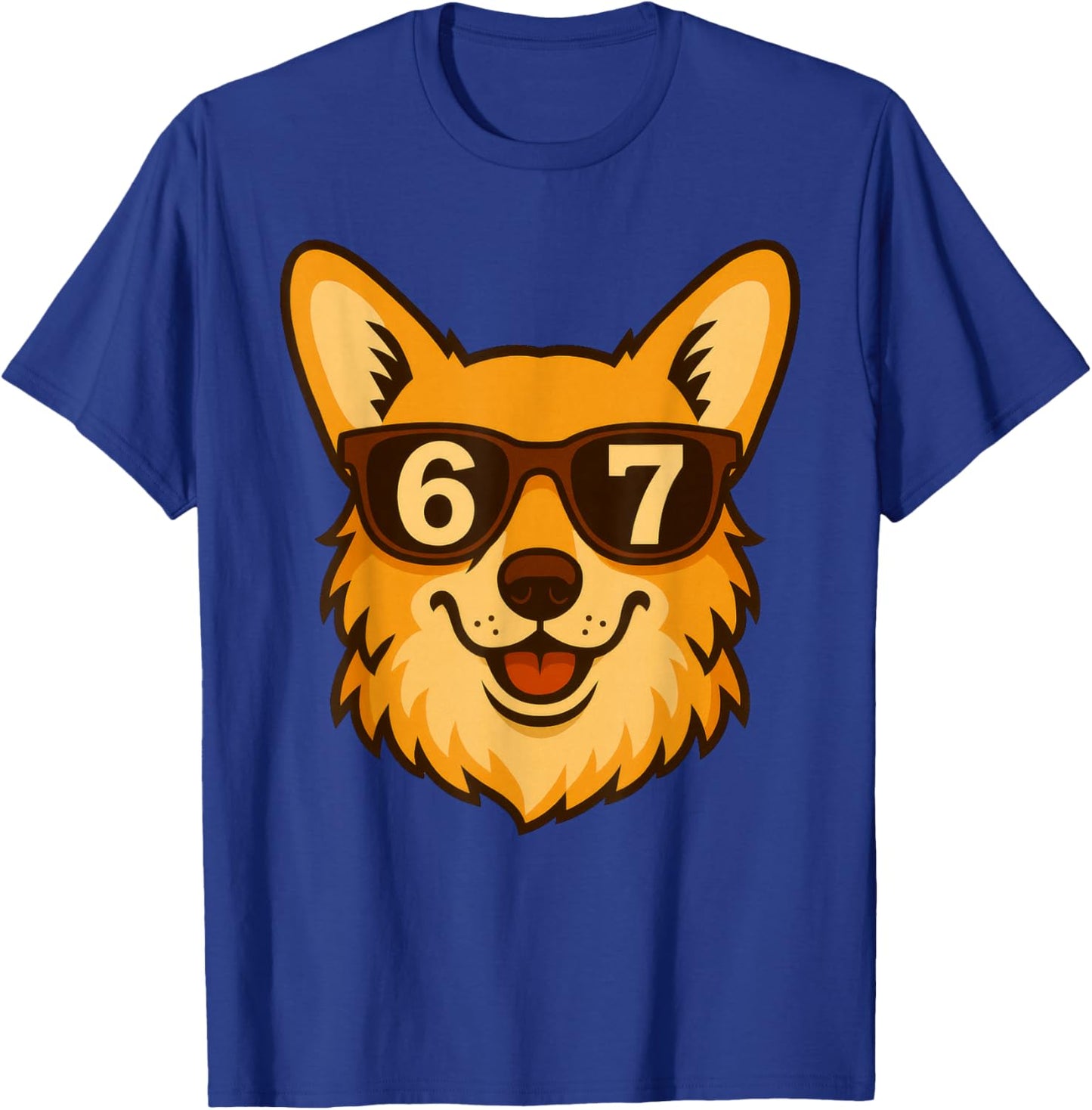 Funny Corgi Dog Sunglasses 67 Six Seven Meme T-Shirt - T-Shirt | Royal