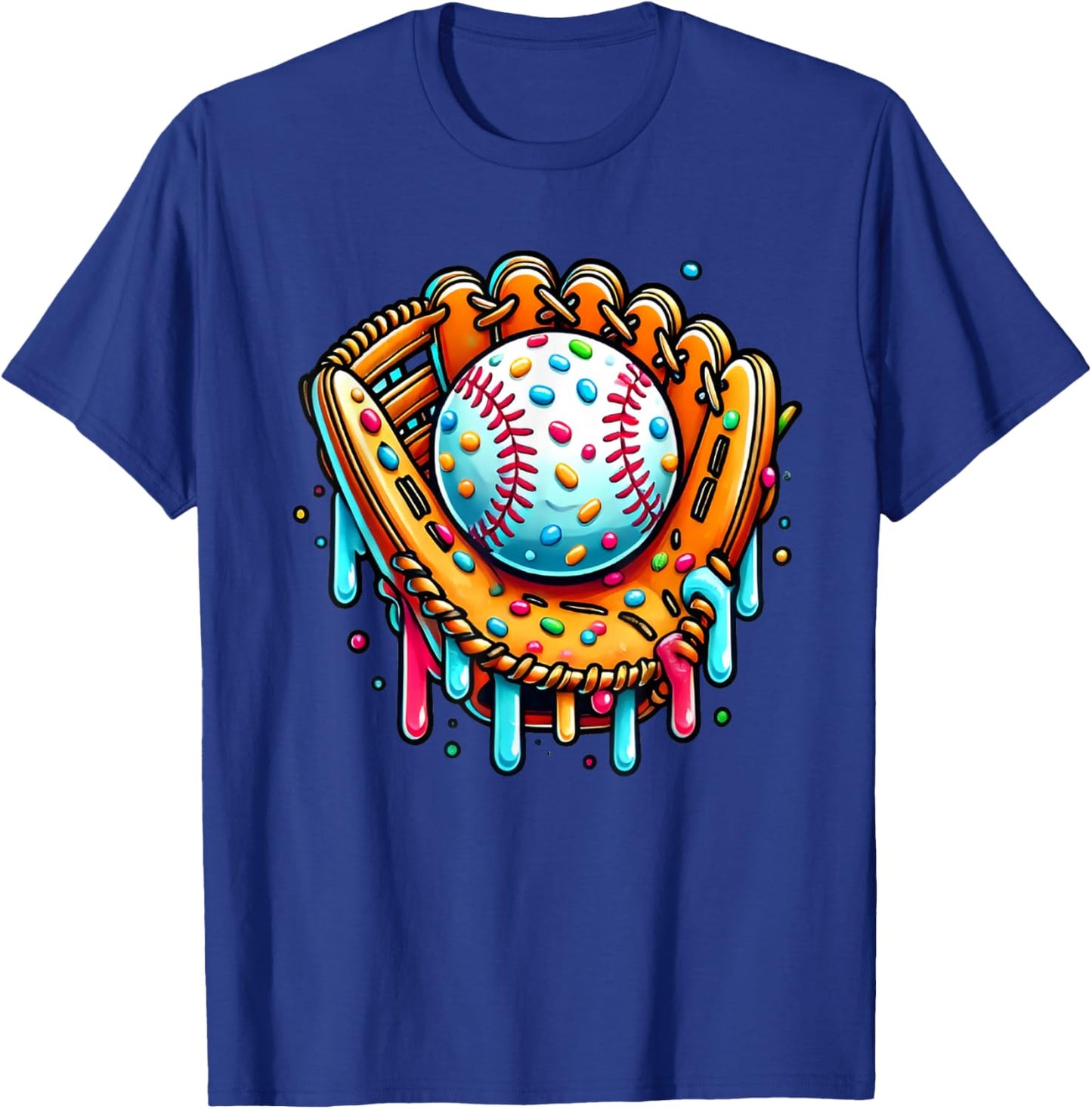 Ice Cream Drip Baseball Stuff Baseball Drip For Boys Graphic T-Shirt - T-Shirt | Royal