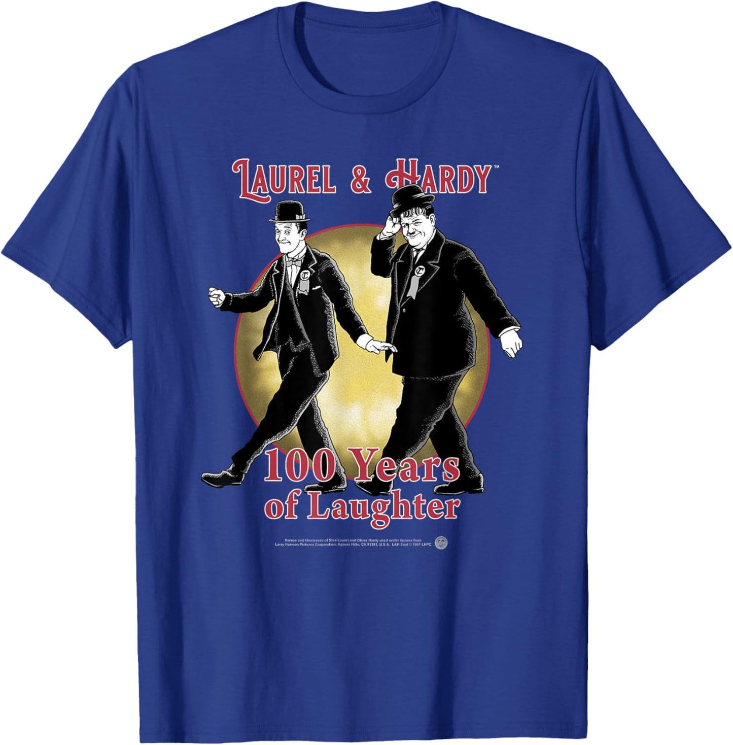 Laurel & Hardy 100 Years of Laughter Classic Comedy T-Shirt - T-Shirt | Royal