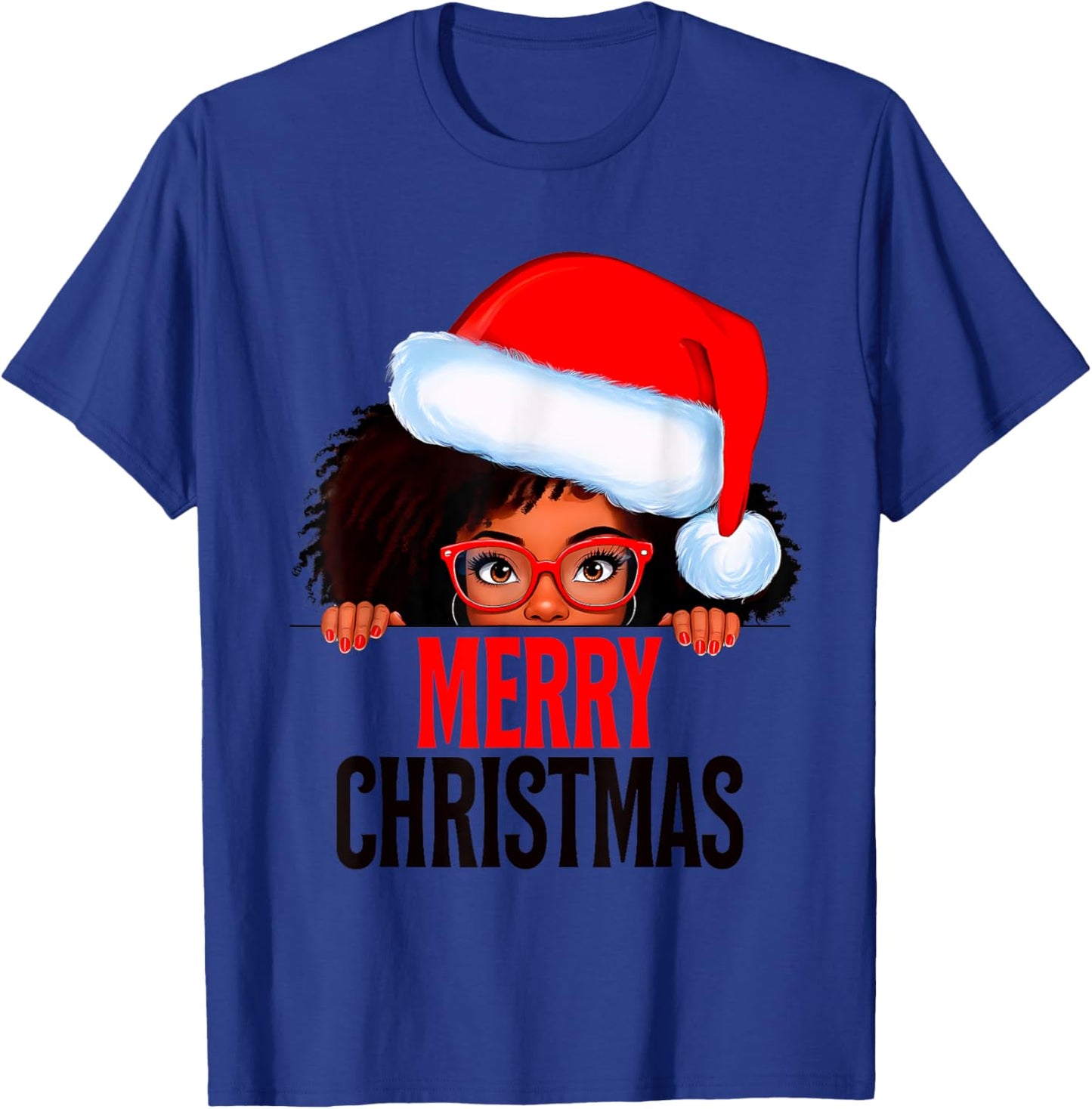Mrs. Claus Santa Melanin Christmas Black Peeking Claus T-Shirt - T-Shirt | Royal