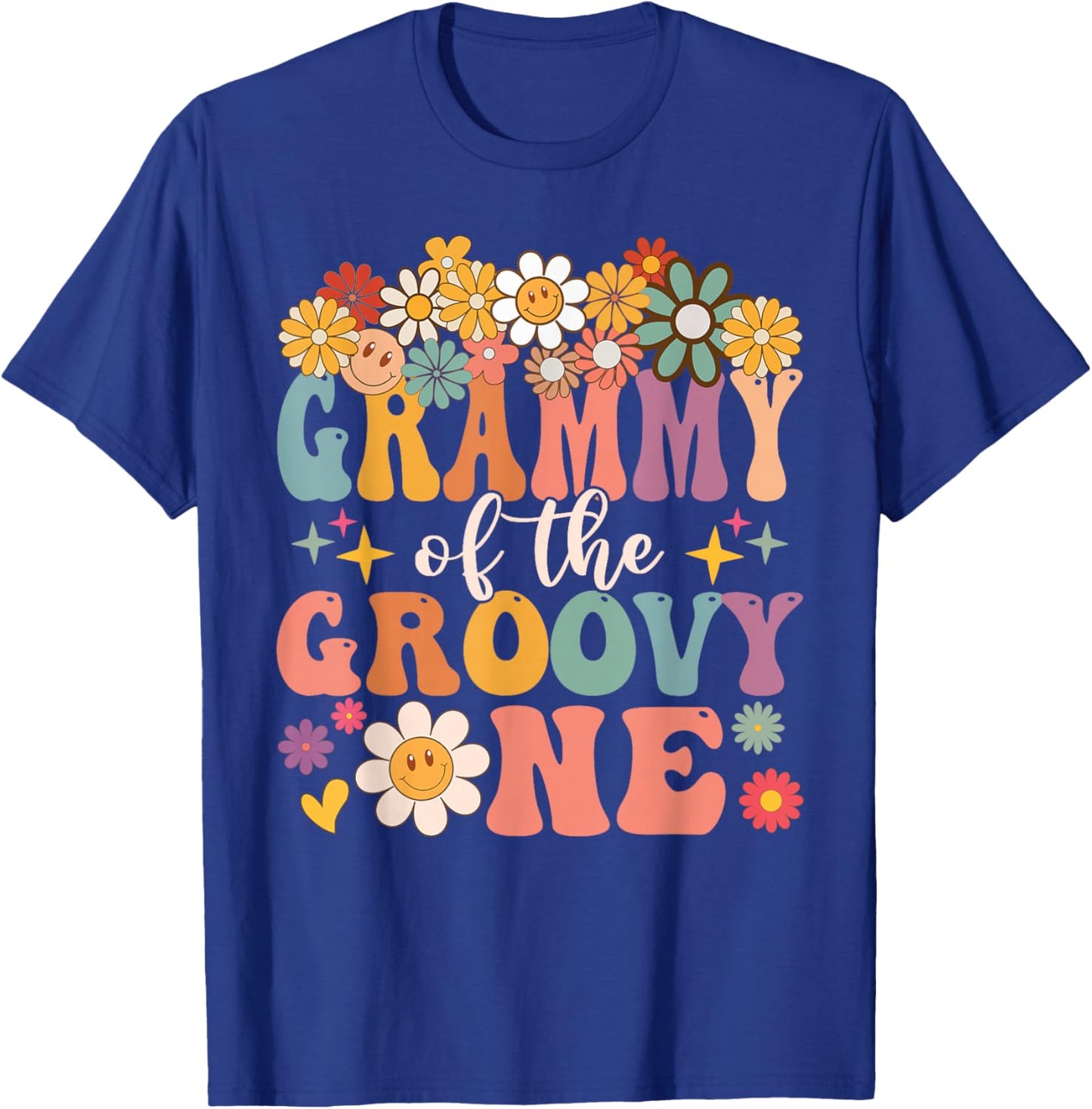 Retro Grammy of Groovy One Matching Family 1st Birthday T-Shirt - T-Shirt | Royal