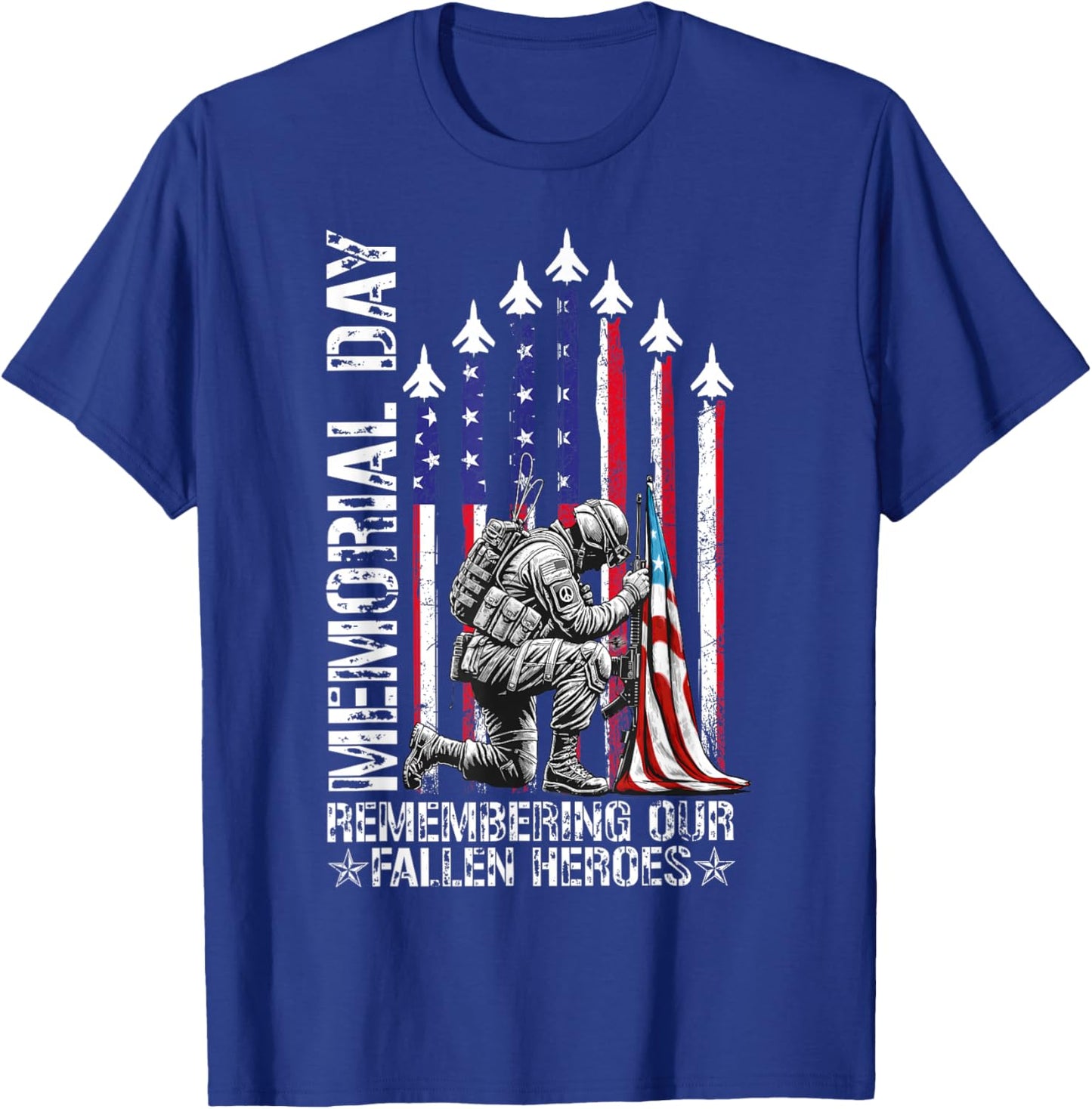 Memorial Day Remembering Our Fallen Heroes Patriotic US Flag T-Shirt - T-Shirt | Royal
