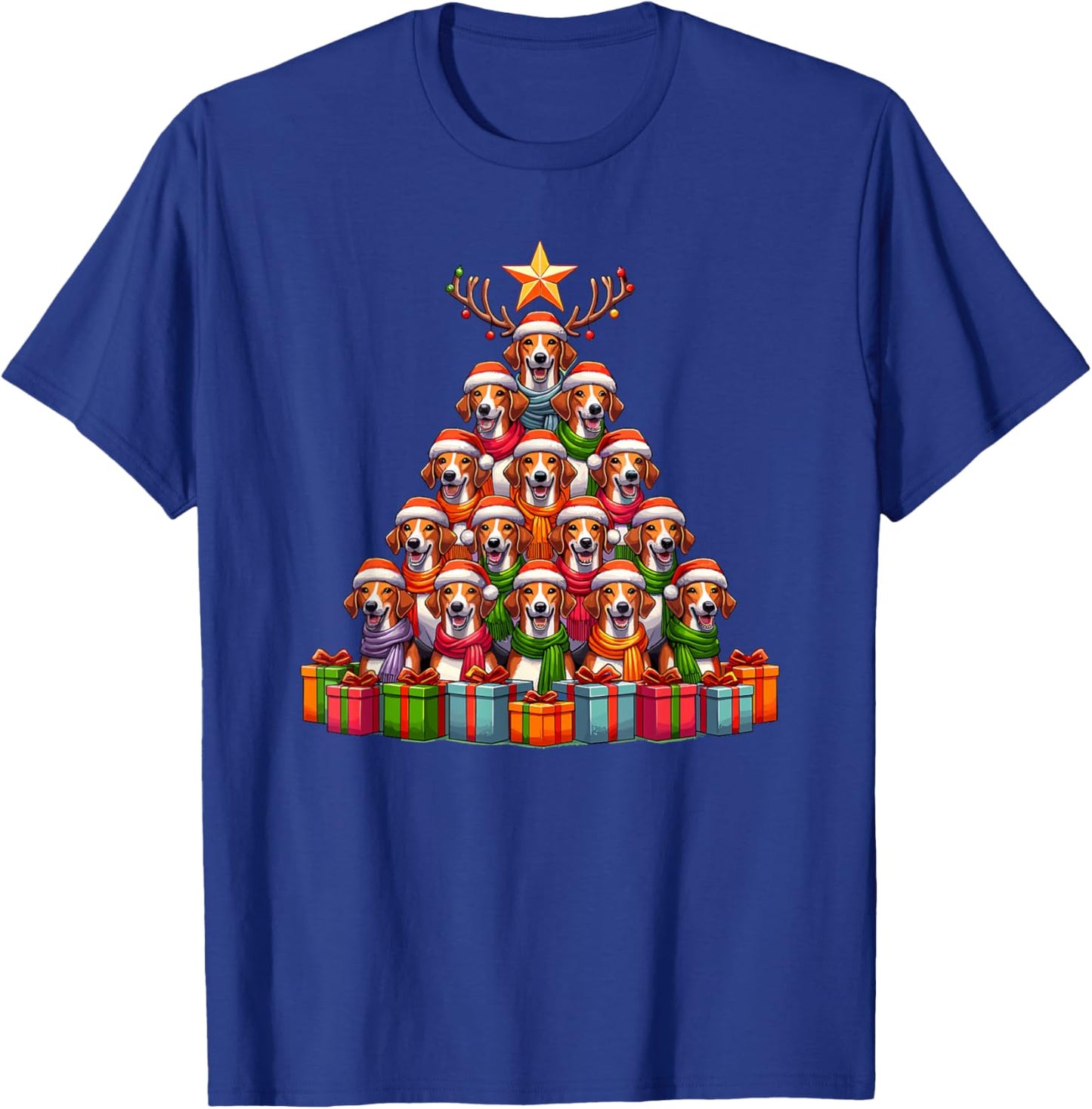 Christmas Tree American Foxhound Foxhounds T-Shirt - T-Shirt | Royal