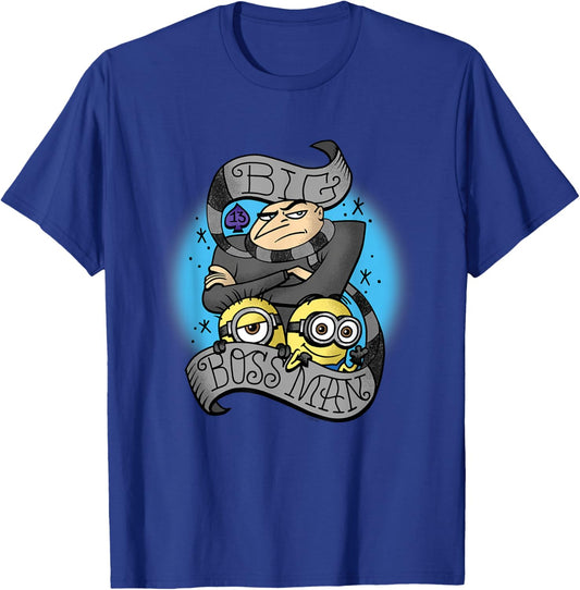 Minions Big Boss Man Gru Retro Logo T-Shirt - T-Shirt | Royal