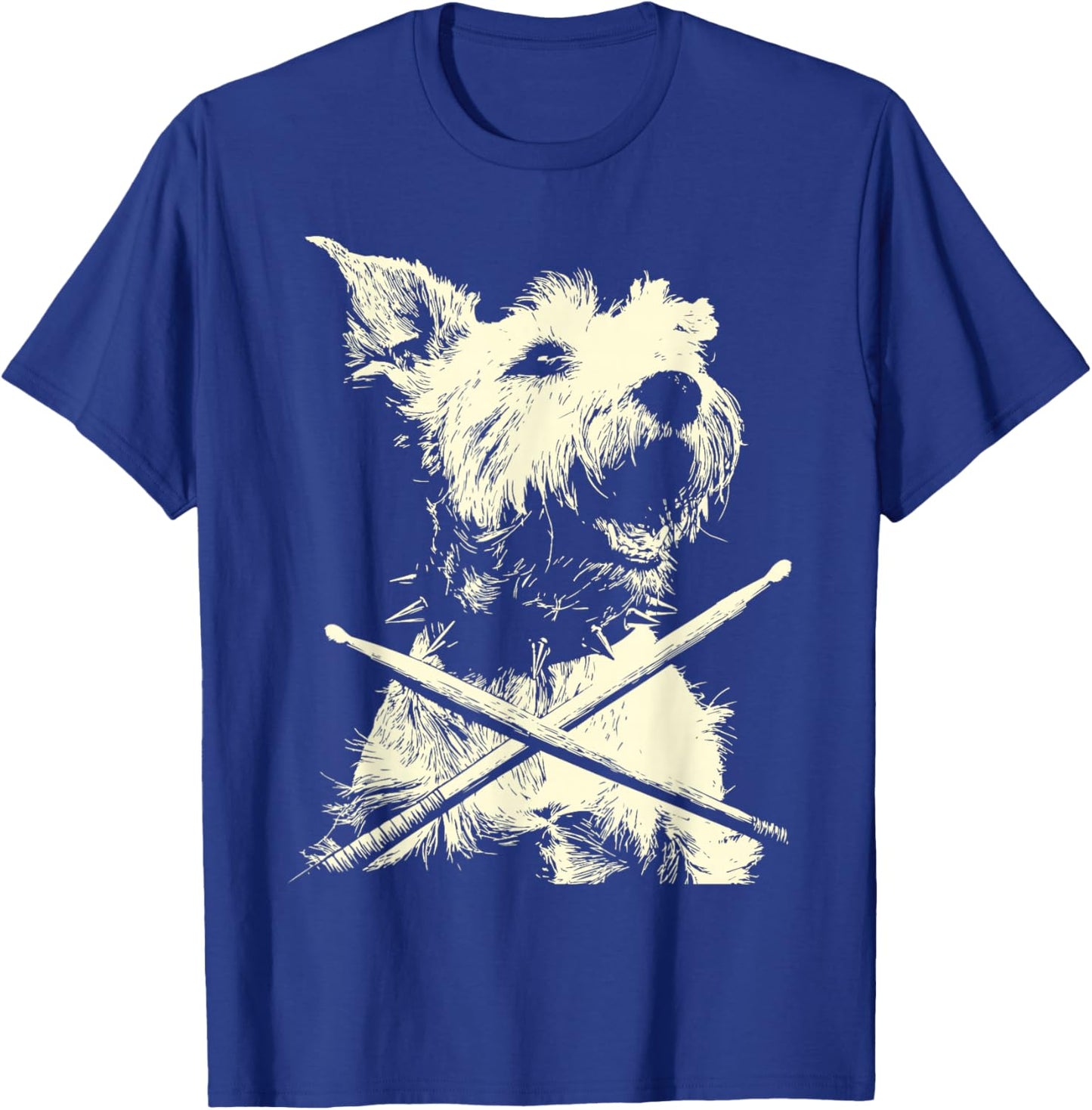 Schnauzer Playing Drums Funny Musician Dog Drummer Punk T-Shirt - T-Shirt | Royal