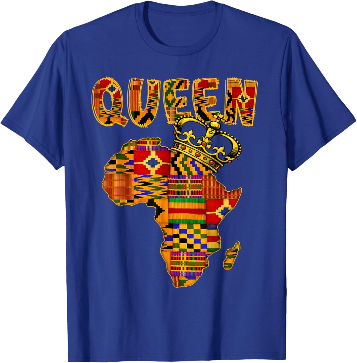 Black History Pride Queen African Map Kente Melanin Women T-Shirt - T-Shirt | Royal