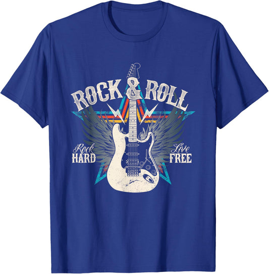 Classic Rock and Roll Guitar Concert T-Shirt - T-Shirt | Royal