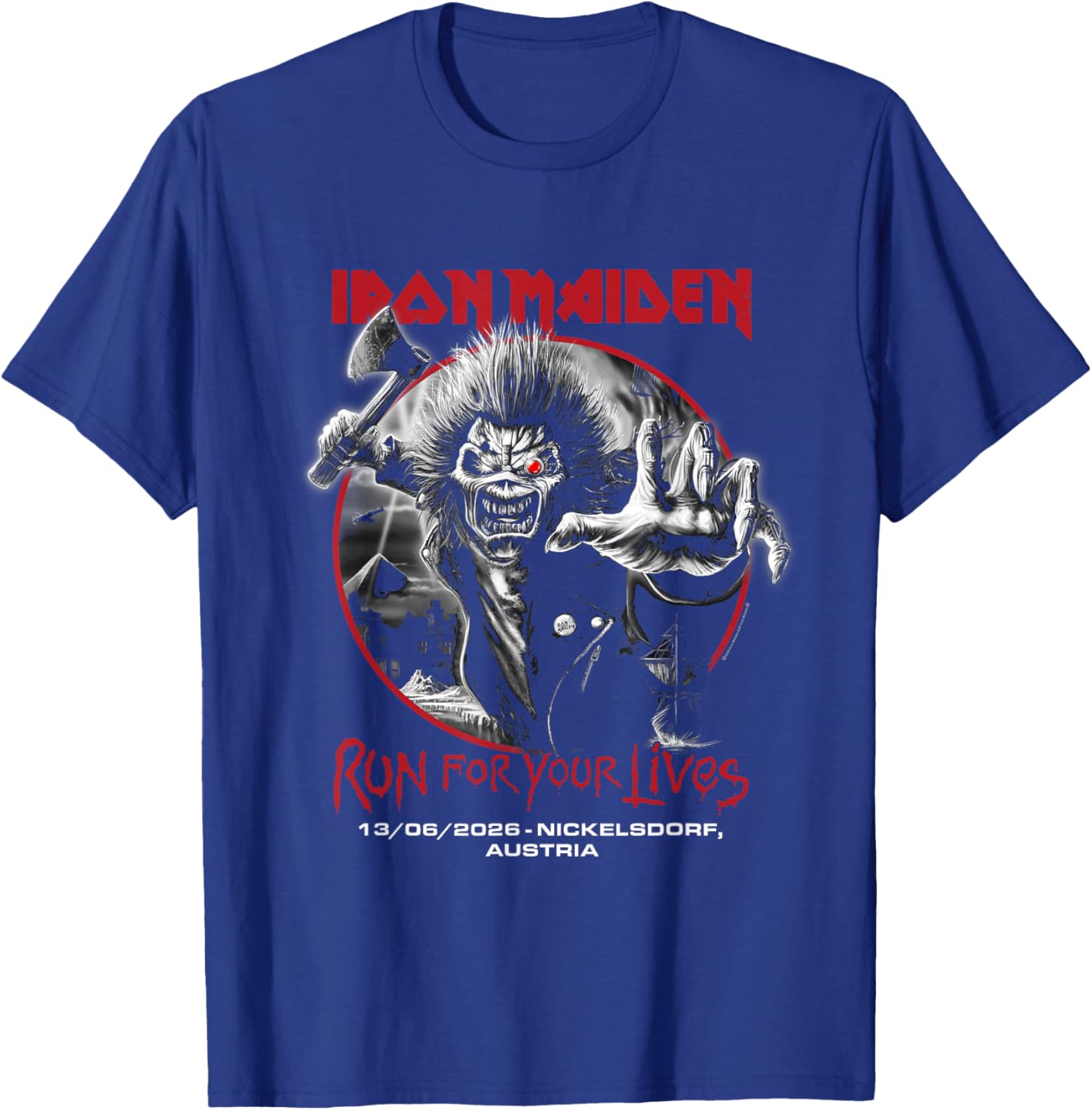 Iron Maiden Run for Your Lives Tour 2026 Nickelsdorf T-Shirt - T-Shirt | Royal