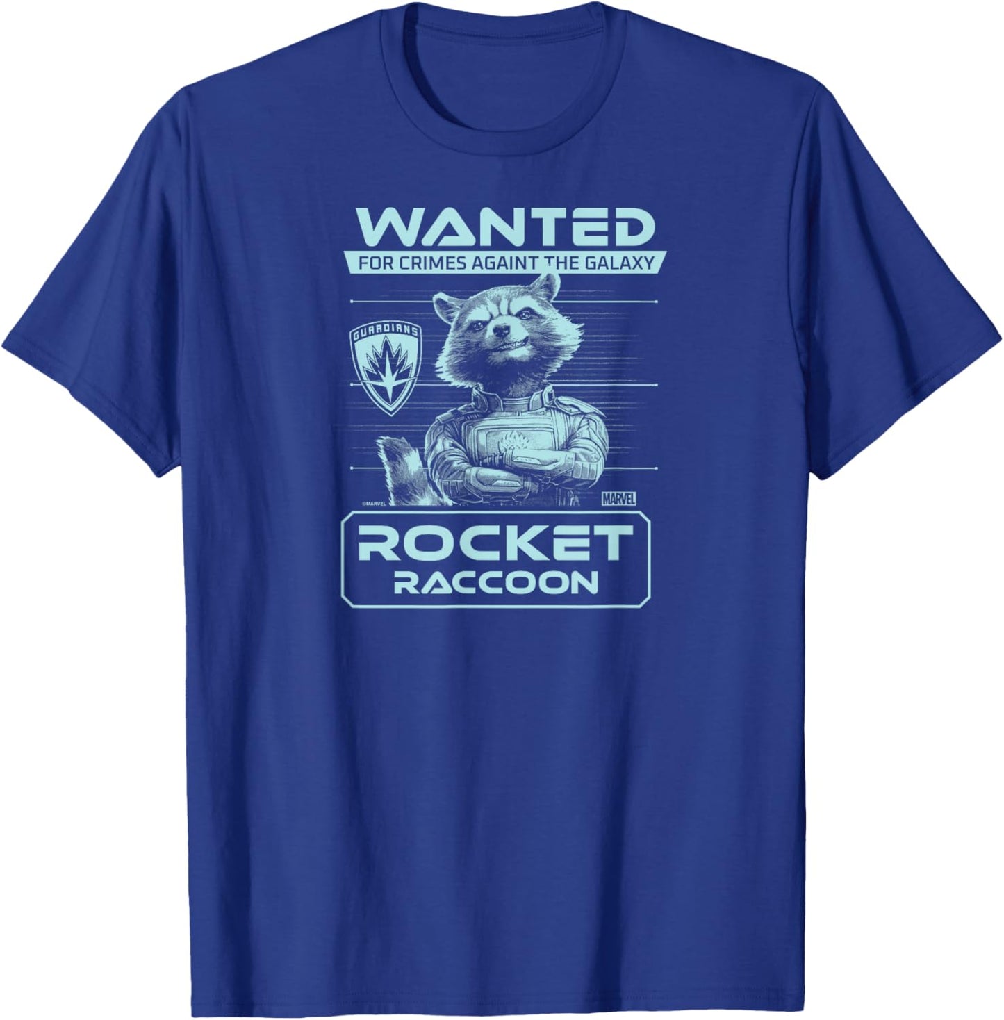 Guardians of The Galaxy - Rocket Raccoon Wanted Poster T-Shirt - T-Shirt | Royal