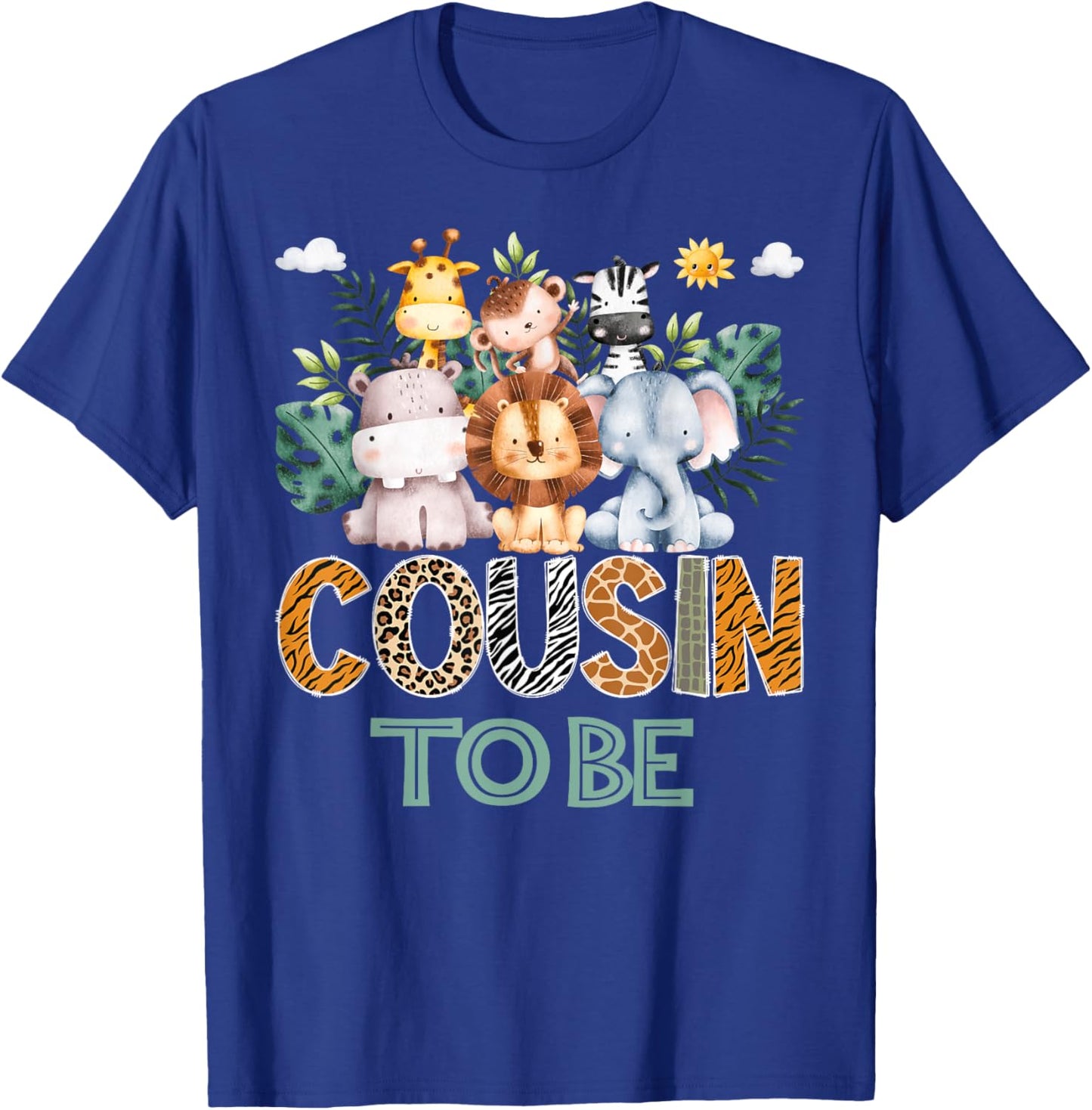Soon To Be Cousin Jungle Animal Safari Gender Reveal T-Shirt - T-Shirt | Royal