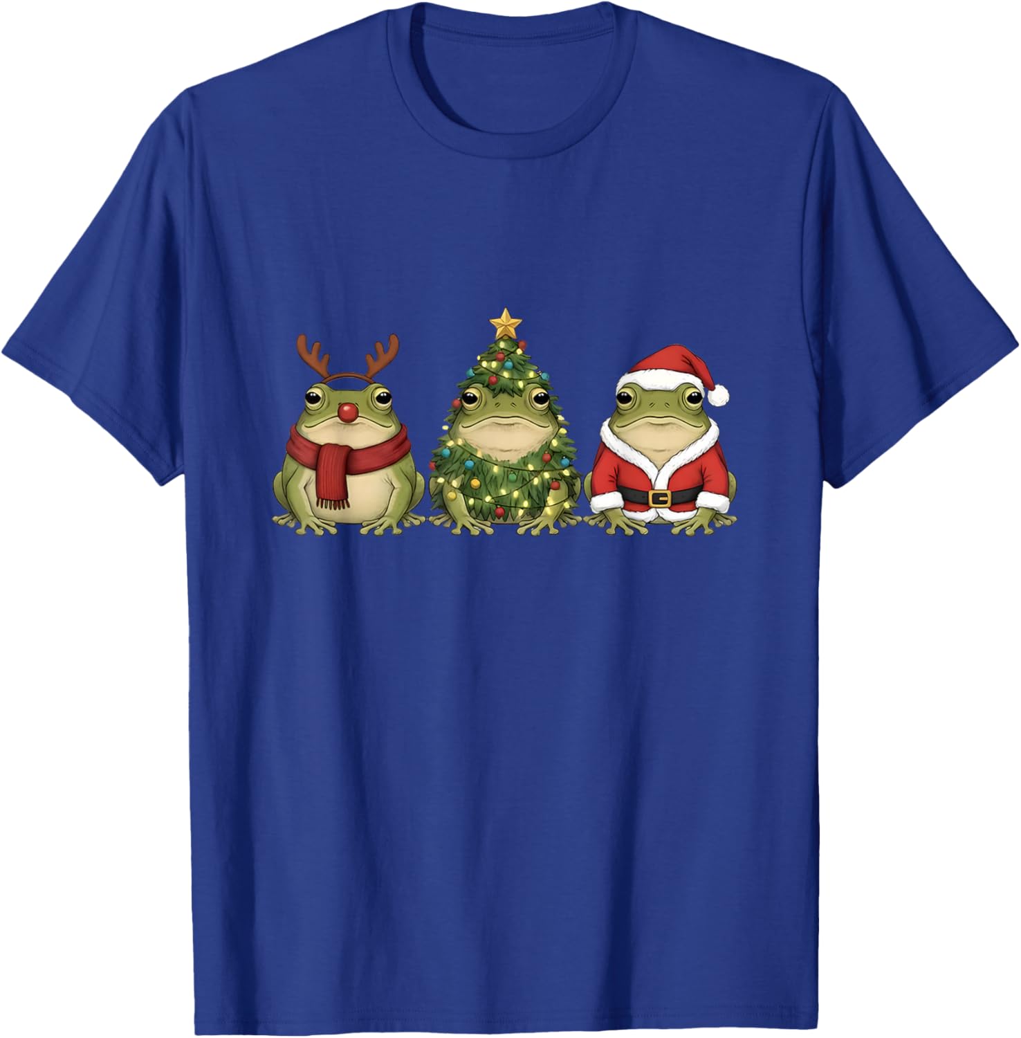 Santa Green Frog Christmas Tree Frog Lover Animal Pajama T-Shirt - T-Shirt | Royal