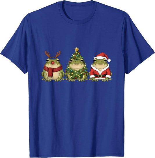 Santa Green Frog Christmas Tree Frog Lover Animal Pajama T-Shirt - T-Shirt | Royal