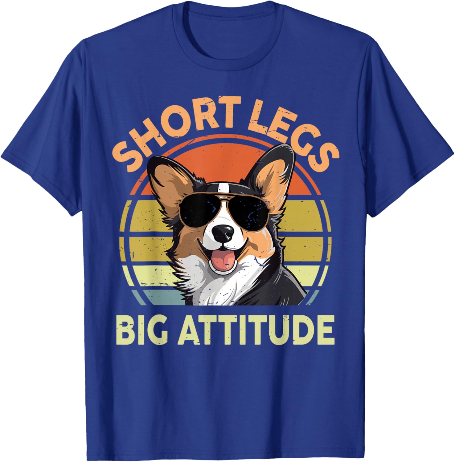 Funny Corgi Short Legs Big Attitude Men Women Dad Mom T-Shirt - T-Shirt | Royal