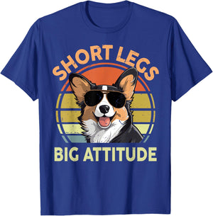 Funny Corgi Short Legs Big Attitude Men Women Dad Mom T-Shirt - T-Shirt | Royal