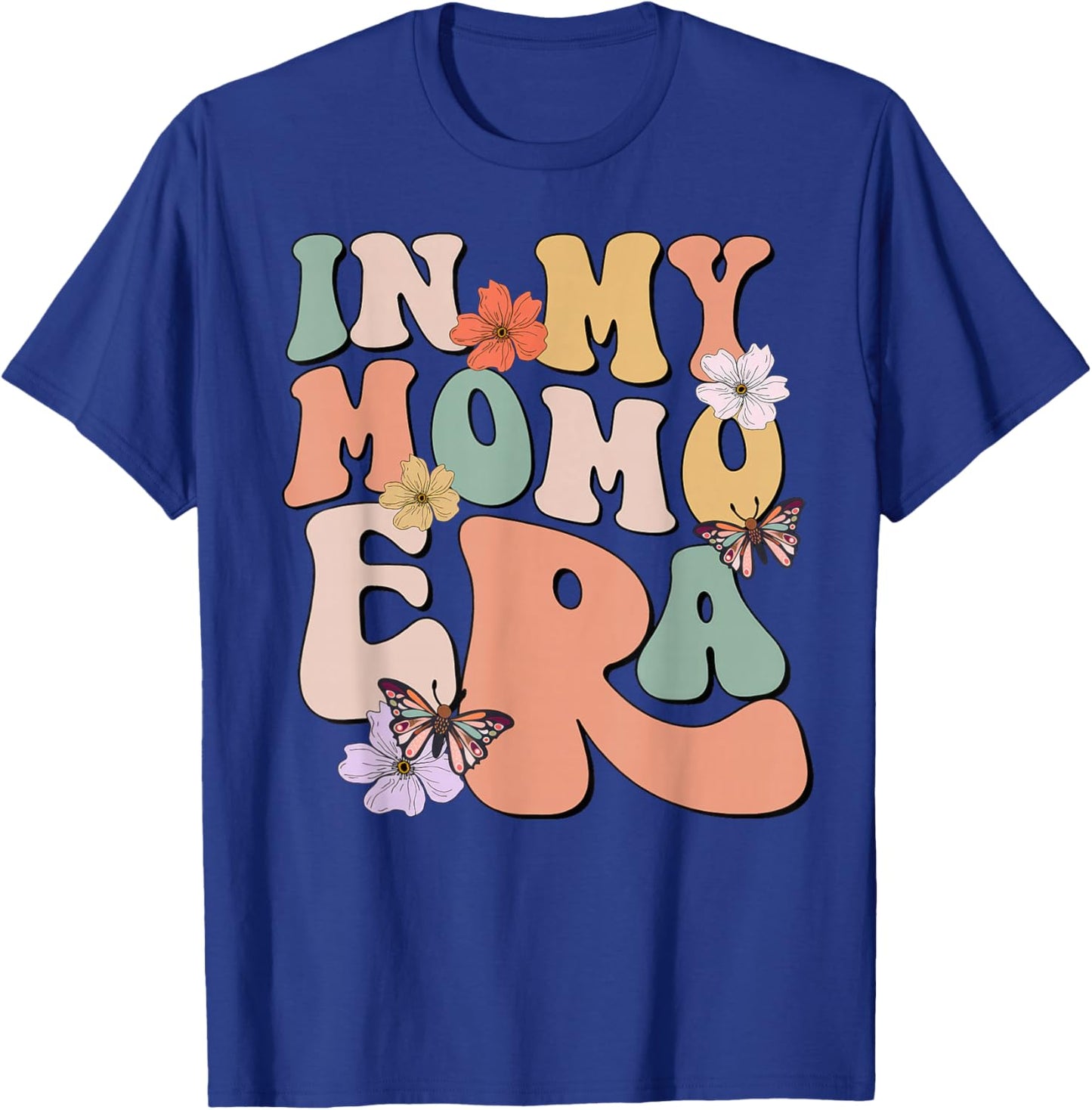 Retro Groovy In My Momo Era Butterfly Mother's Day T-Shirt - T-Shirt | Royal
