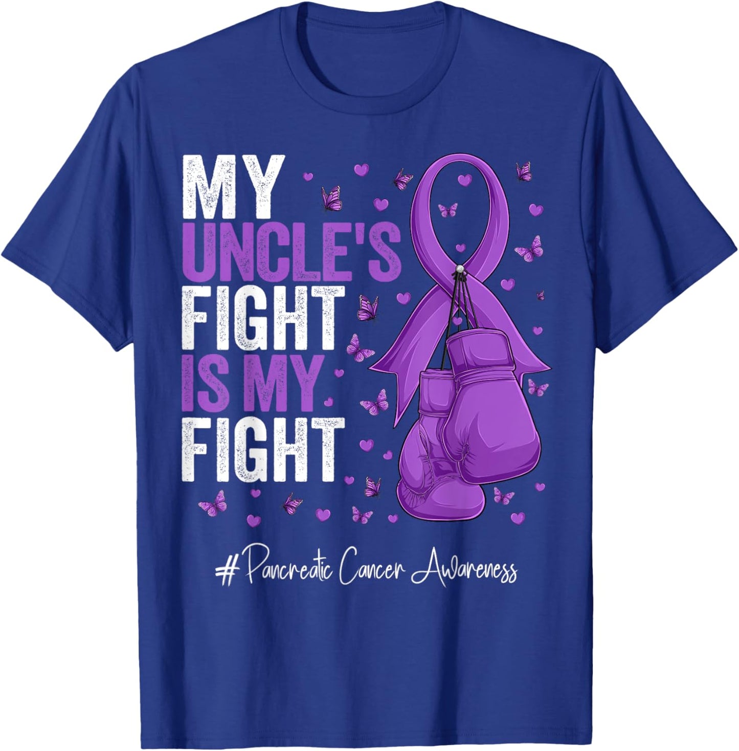 Purple Ribbon Uncle Pancreatic Cancer Awareness T-Shirt - T-Shirt | Royal