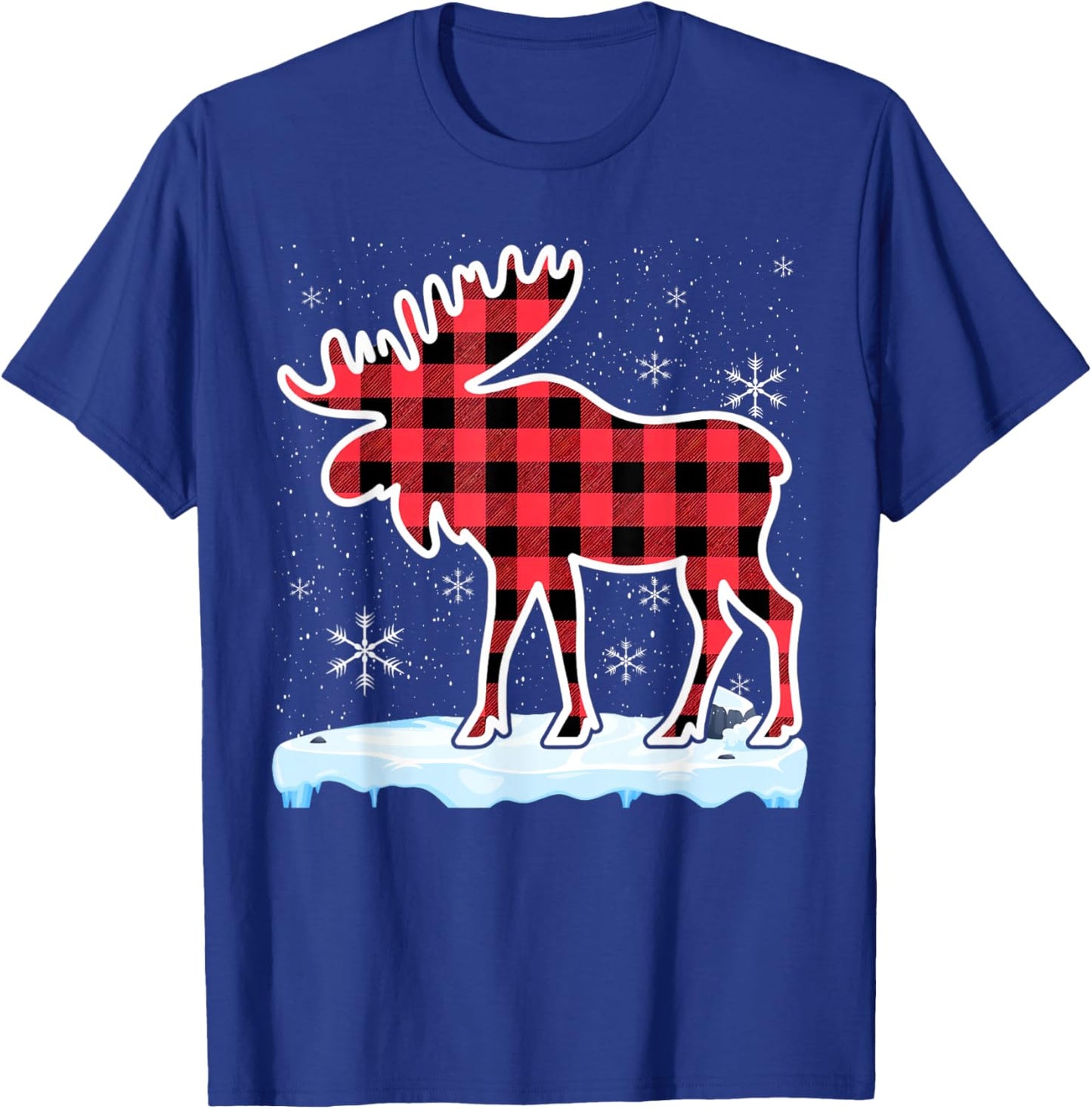 Moose Red Buffalo Plaid Matching Pajama Family T-Shirt - T-Shirt | Royal