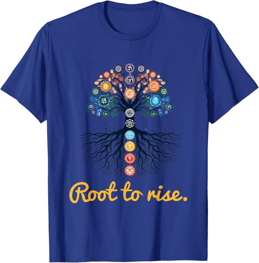 Tree Chakras ~ Root to Rise ~ Zen Yoga Chakra Meditation ~ T-Shirt - T-Shirt | Royal