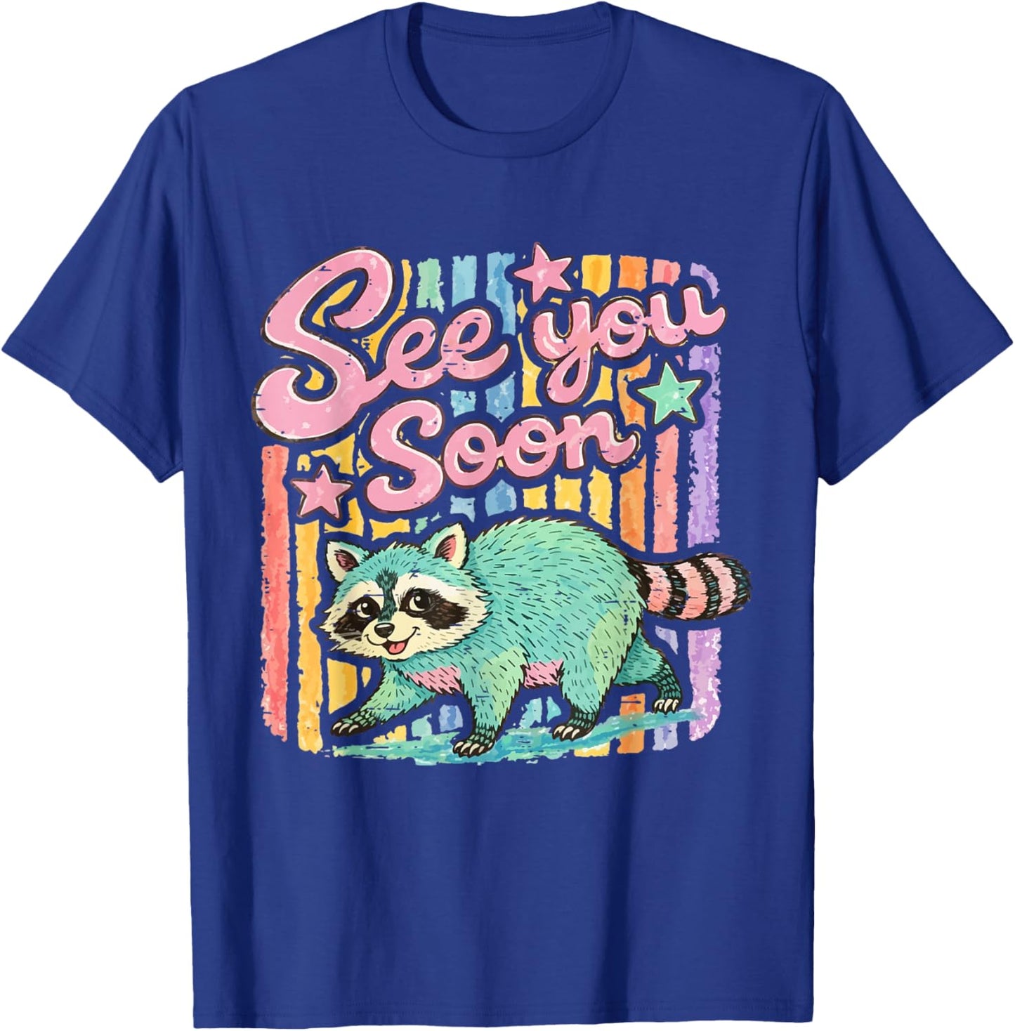 See You Soon Raccoon Feral Trash Panda Summer Coastal Girly T-Shirt - T-Shirt | Royal