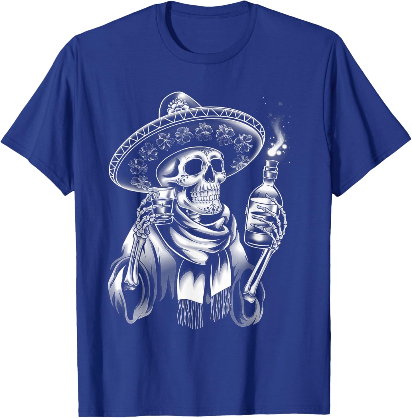 Mexico Vintage Skeleton Tequila Dia De Los Muertos Mexican T-Shirt - T-Shirt | Royal