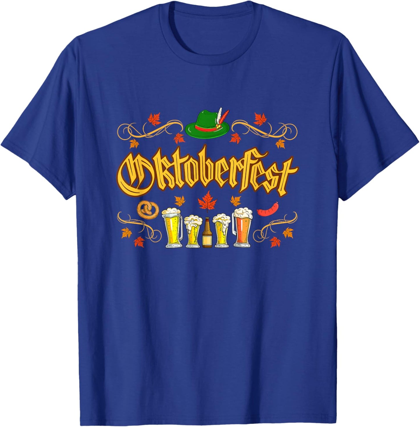 Oktoberfest Fall Autumn Leaves German Costume Women Men Kids T-Shirt - T-Shirt | Royal