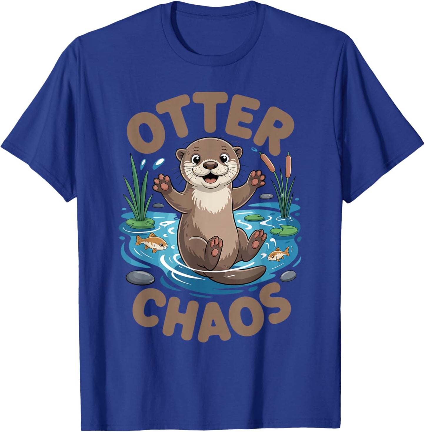 Otter Chaos Funny Animal Pun Nature Humor T-Shirt - T-Shirt | Royal