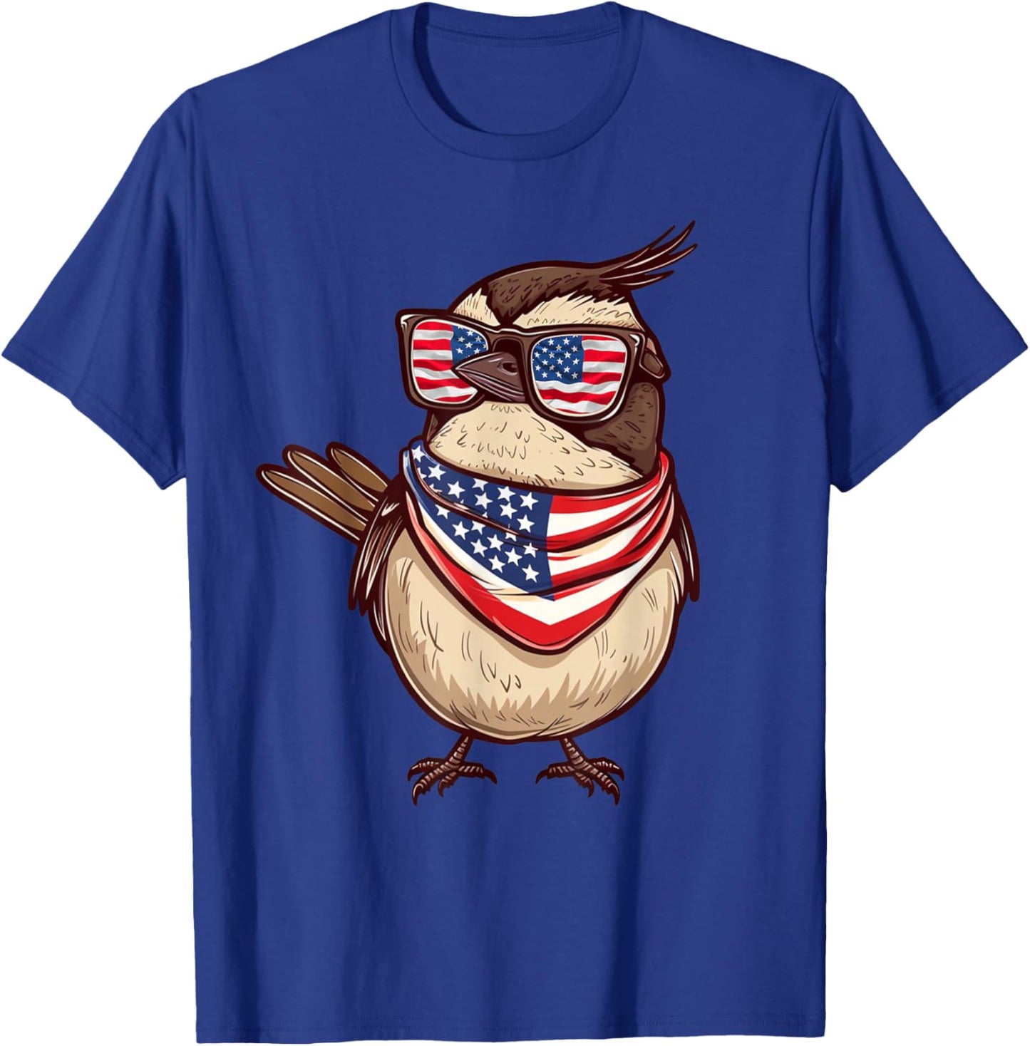 Carolina Wren USA Flag Patriotic Sunglasses 4th Of July Women Men T-Shirt - T-Shirt | Royal