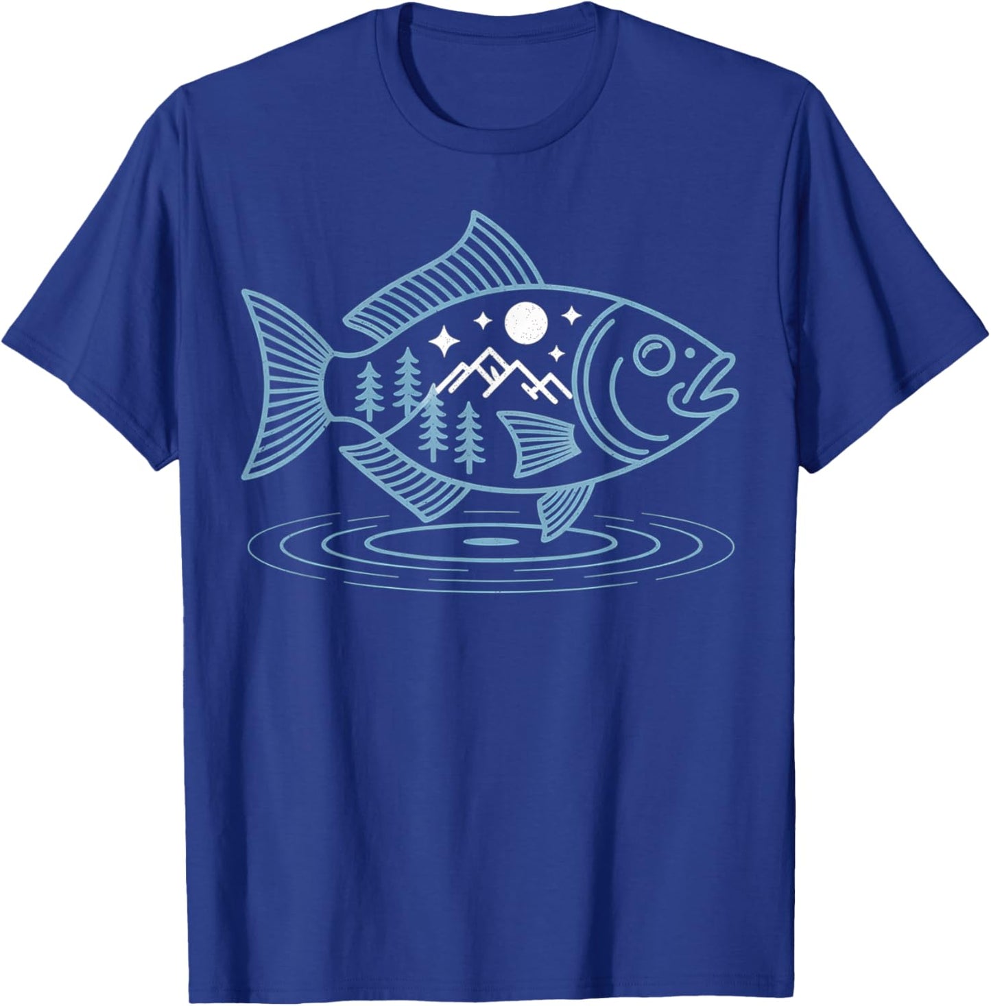 Fish Shaped from Mountains Nature Scene Fishing Fisherman T-Shirt - T-Shirt | Royal