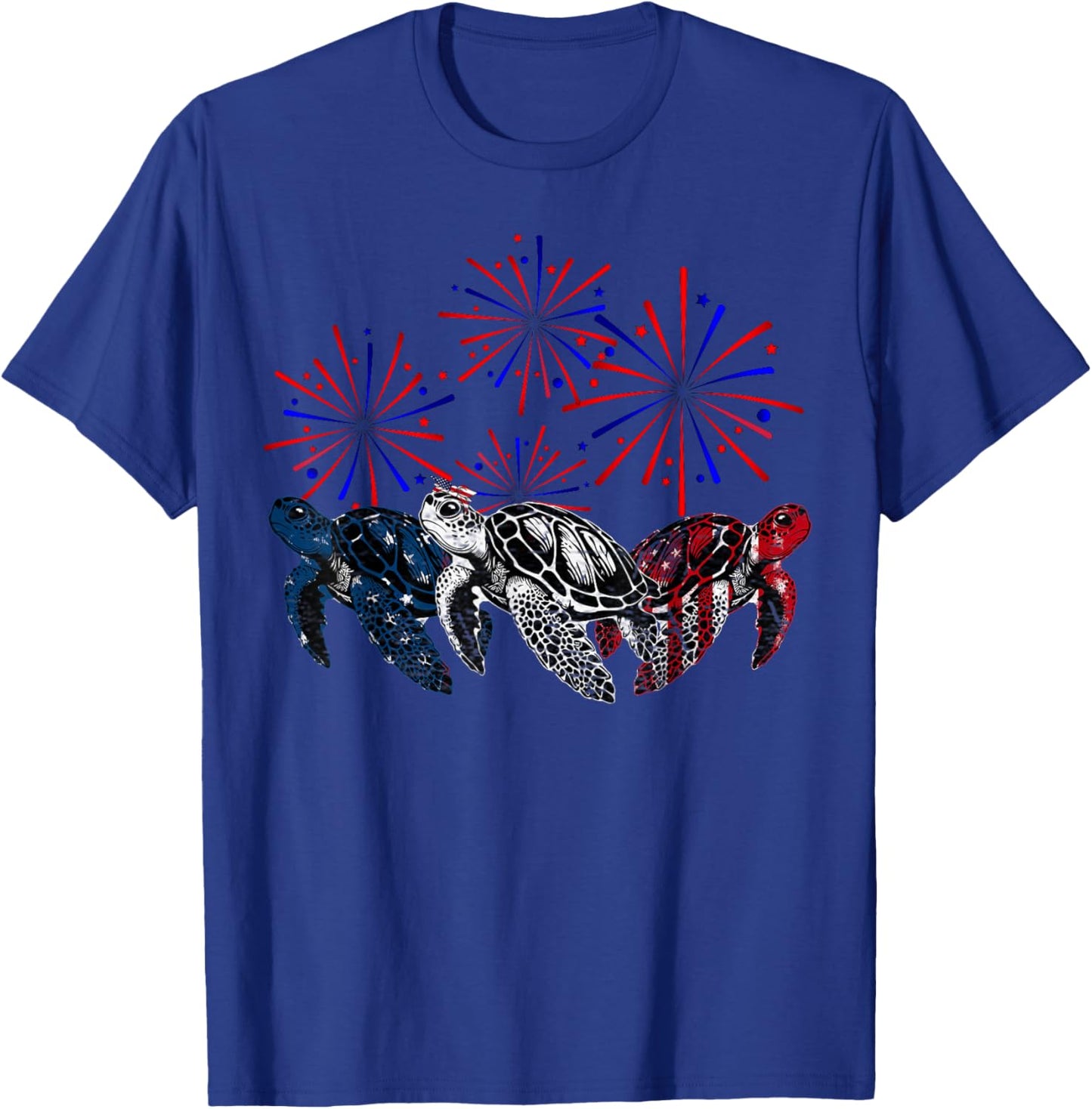 Sea Turtles USA Flag Women Men Sea Turtles Lover 4th Of July T-Shirt - T-Shirt | Royal