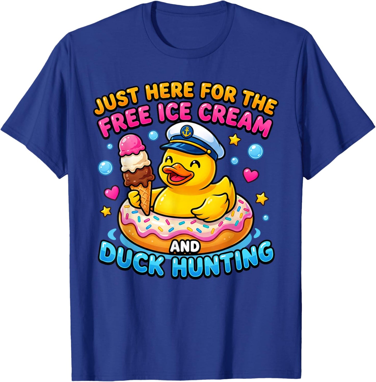Funny Cruise Duck Just Here for the Free Ice Cream T-Shirt - T-Shirt | Royal
