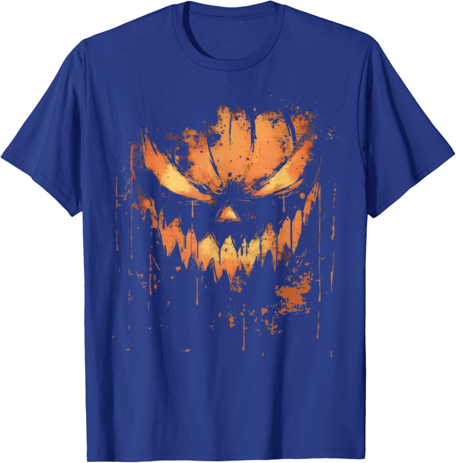 Scary Pumpkin Jack O Lantern Pumpkin Face Halloween Men Boys T-Shirt - T-Shirt | Royal