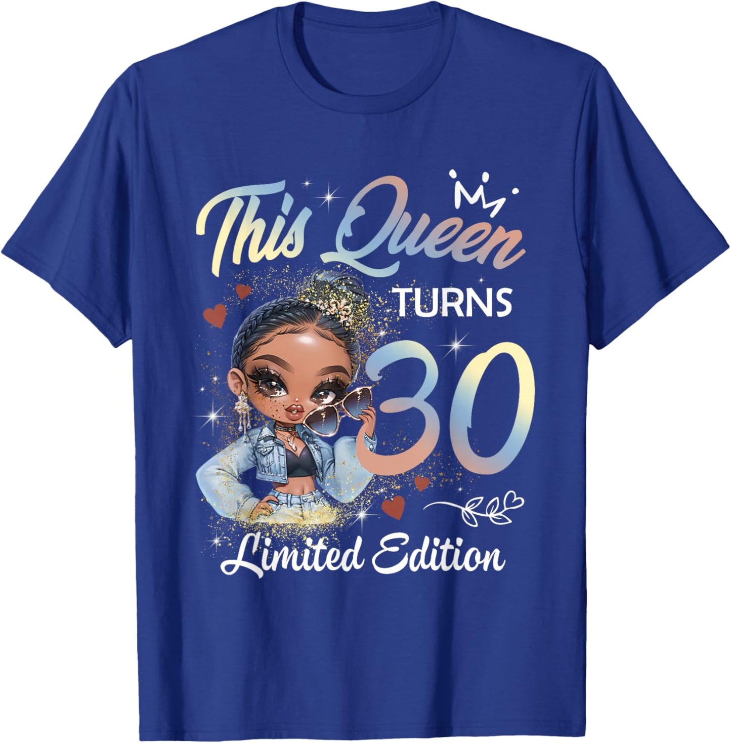 This Queen Turns Girl 30th Birthday Afro Women Black Pride T-Shirt - T-Shirt | Royal