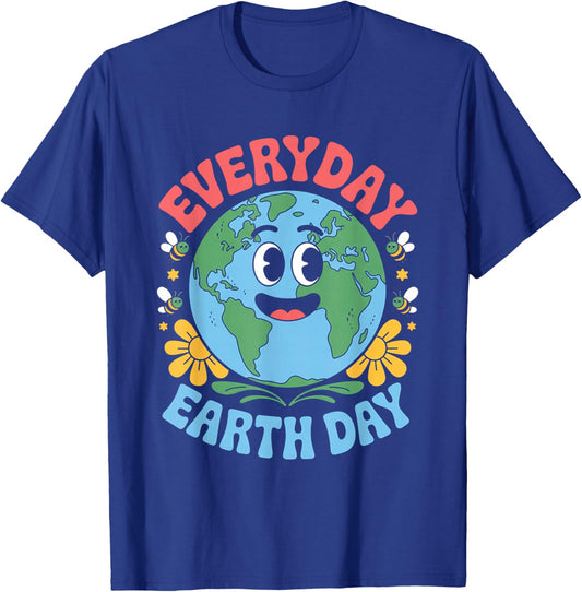Earth Day Everyday Everyday Planet Floral Environmental T-Shirt - T-Shirt | Royal