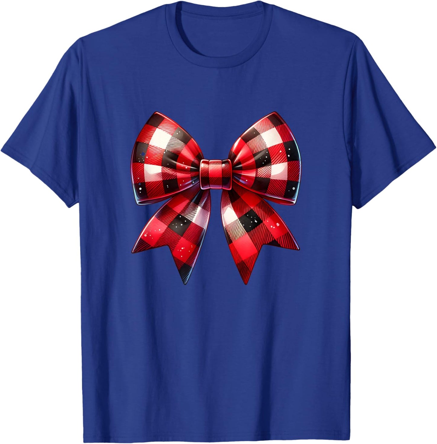 Coquette Bow Christmas Red Buffalo Plaid Xmas T-Shirt - T-Shirt | Royal