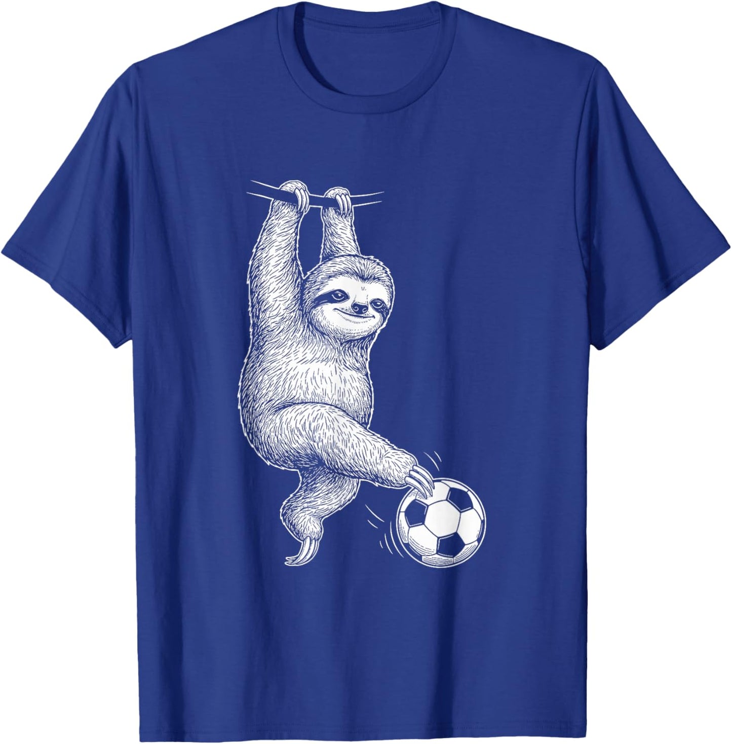 Funny Lazy Sloth Soccer Football Graphic T-Shirt - T-Shirt | Royal