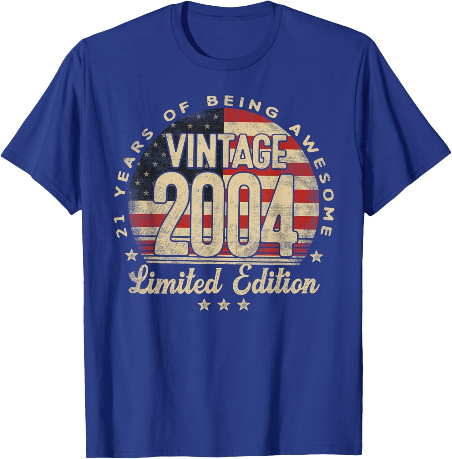 Vintage 2004 Limited Edition 21-Year-Old Gifts USA Flag T-Shirt - T-Shirt | Royal