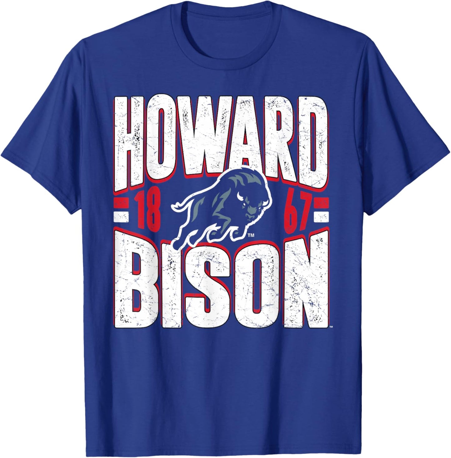 Howard Bison Vintage 90's Retro Navy Officially Licensed T-Shirt - T-Shirt | Royal
