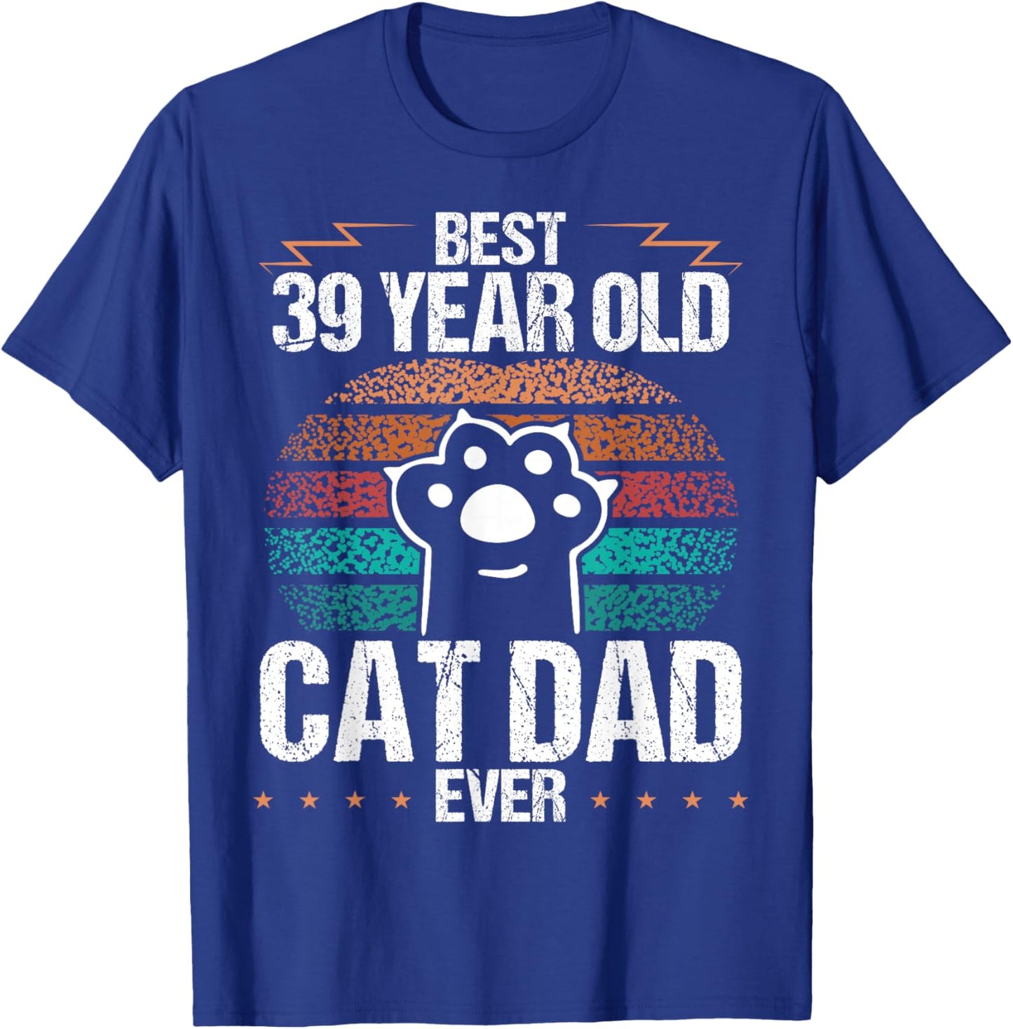 39 Year Old Cat Fathers Day Vintage 39 Birthday Cat Dad Women Kids T-Shirt - T-Shirt | Royal