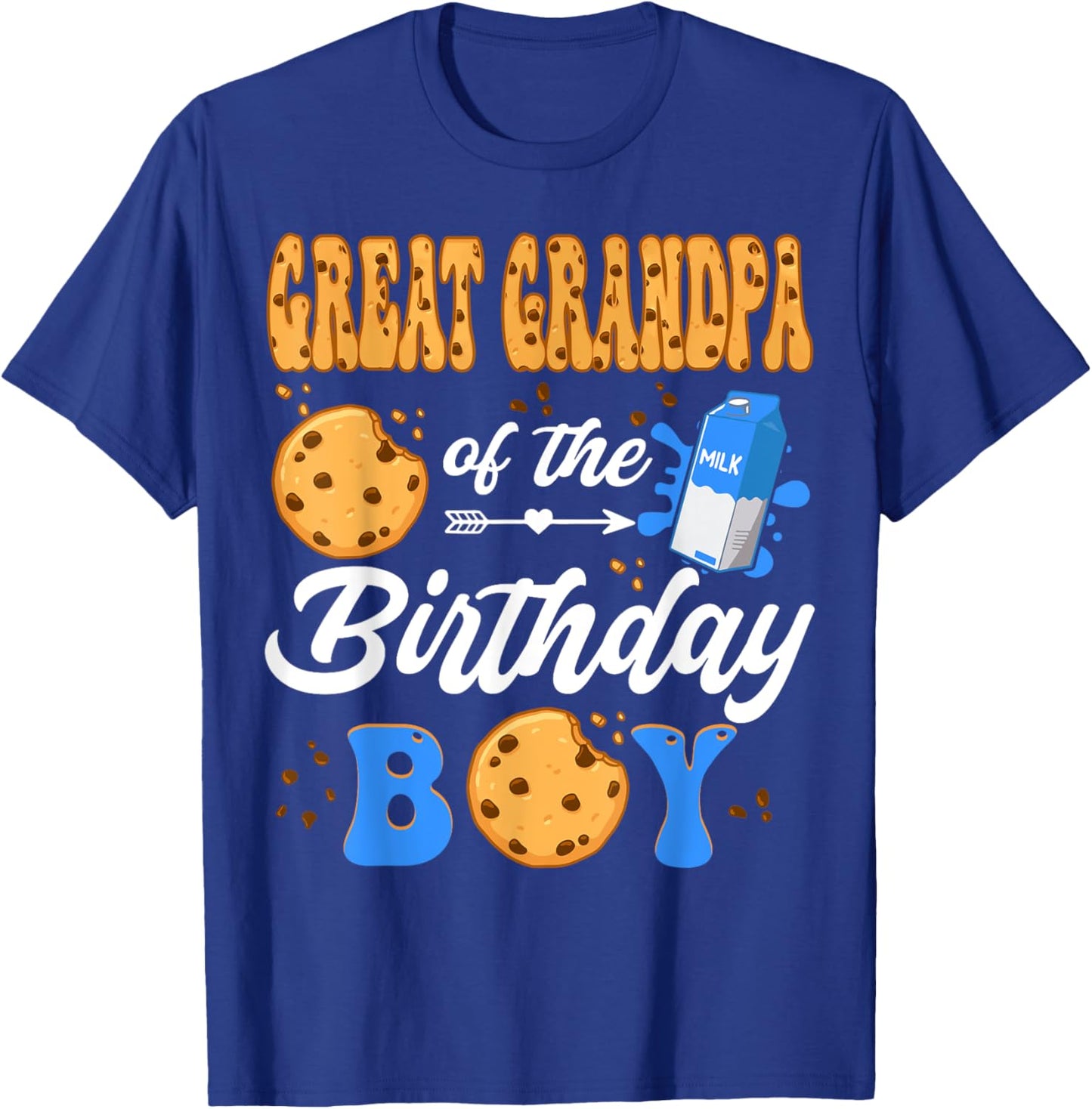Great Grandpa Of The Birthday Boy Milk Cookies 1St Birthday T-Shirt - T-Shirt | Royal