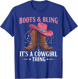 Howdy Western CountryRodeo Boots & Bling its a Cowgirl Thing T-Shirt - T-Shirt | Royal