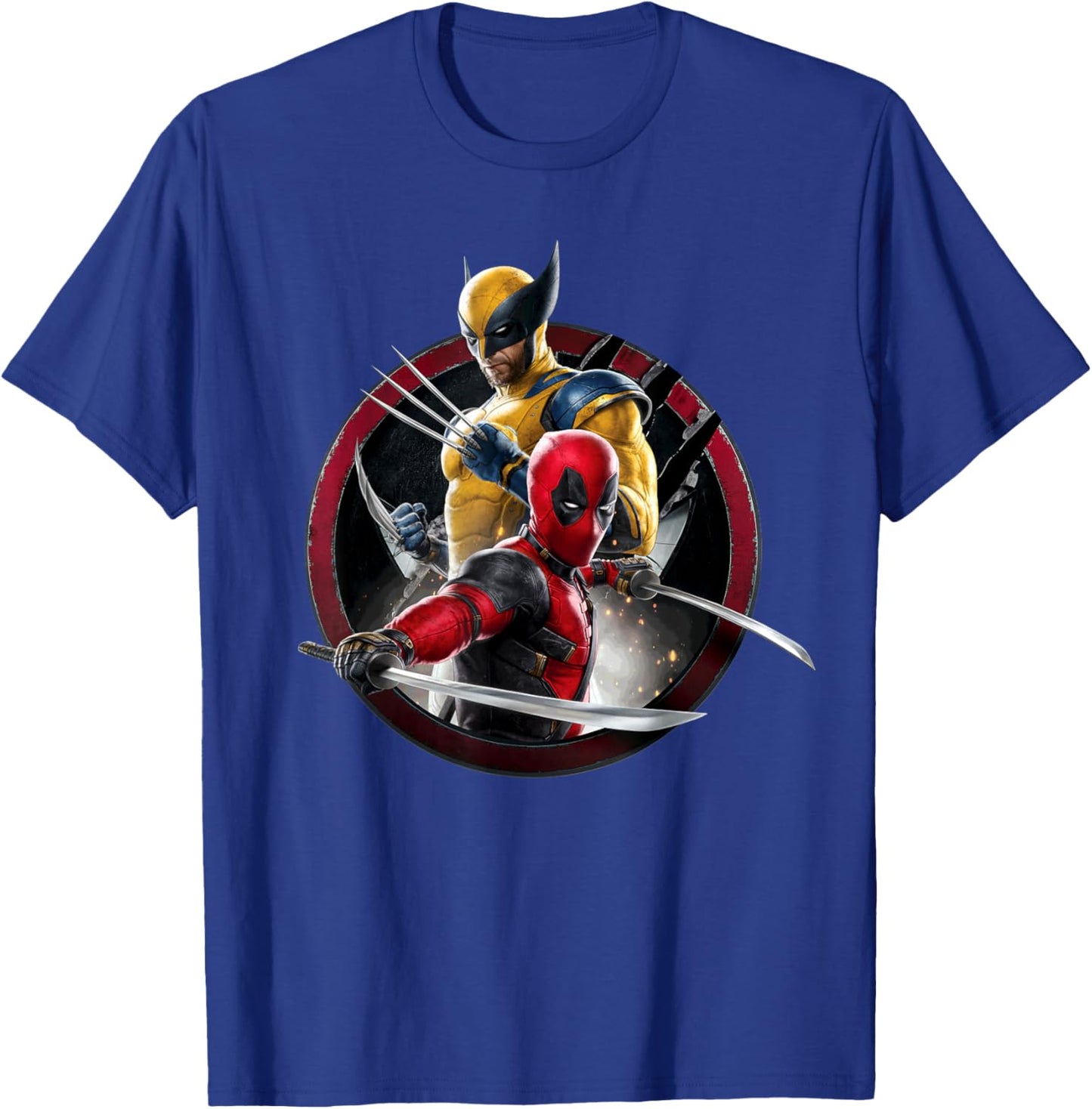 Marvel Studios Deadpool & Wolverine with Claw-Slashed Icon T-Shirt - T-Shirt | Royal