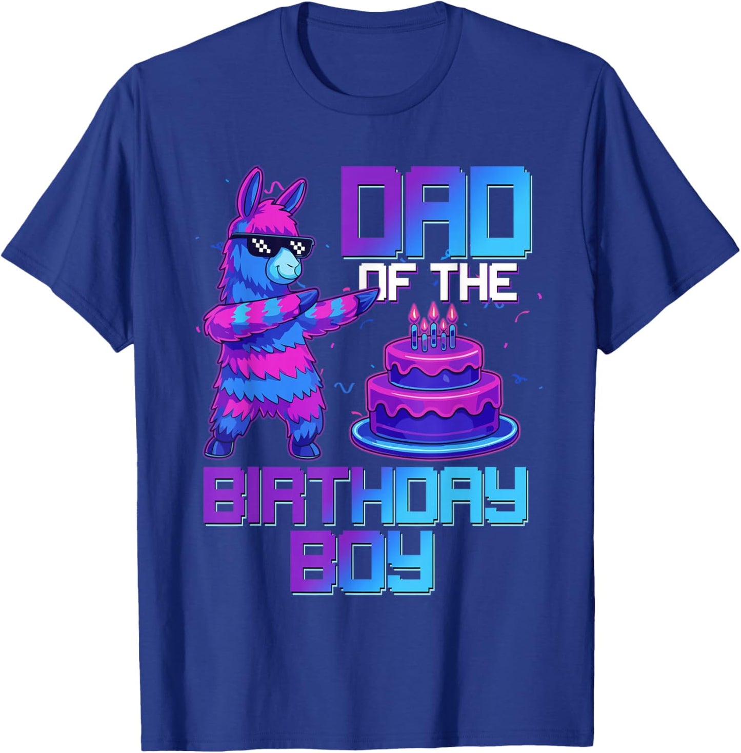 Daddy of Birthday Boy Llama Pinata Party Family Matching T-Shirt - T-Shirt | Royal