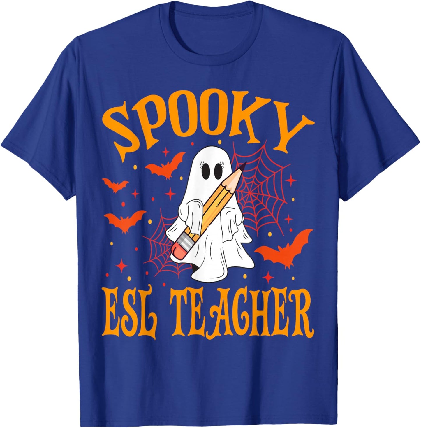 Spooky ESL Teacher Ghost Funny Halloween School Women T-Shirt - T-Shirt | Royal