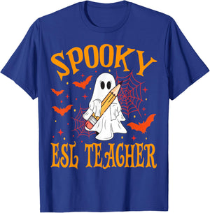 Spooky ESL Teacher Ghost Funny Halloween School Women T-Shirt - T-Shirt | Royal