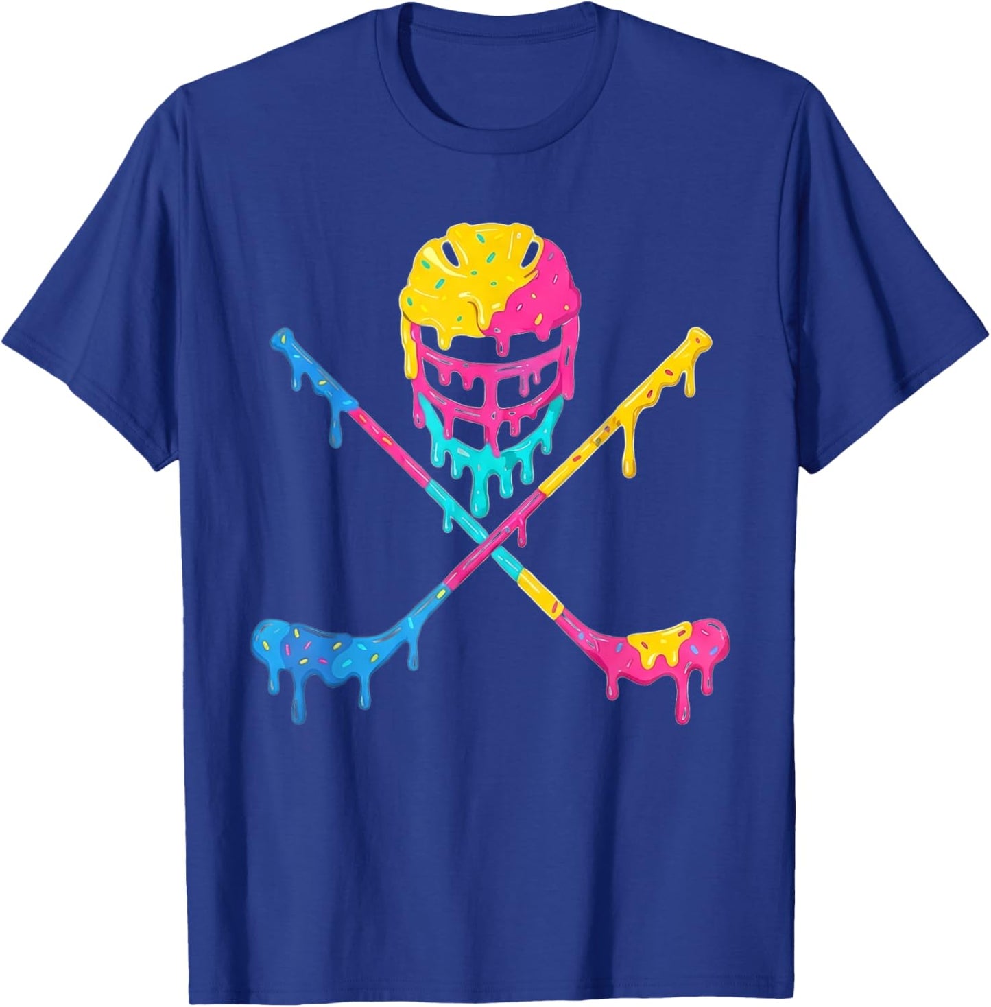 Ice Hockey Drip Ice Cream Graphic T-Shirt - T-Shirt | Royal